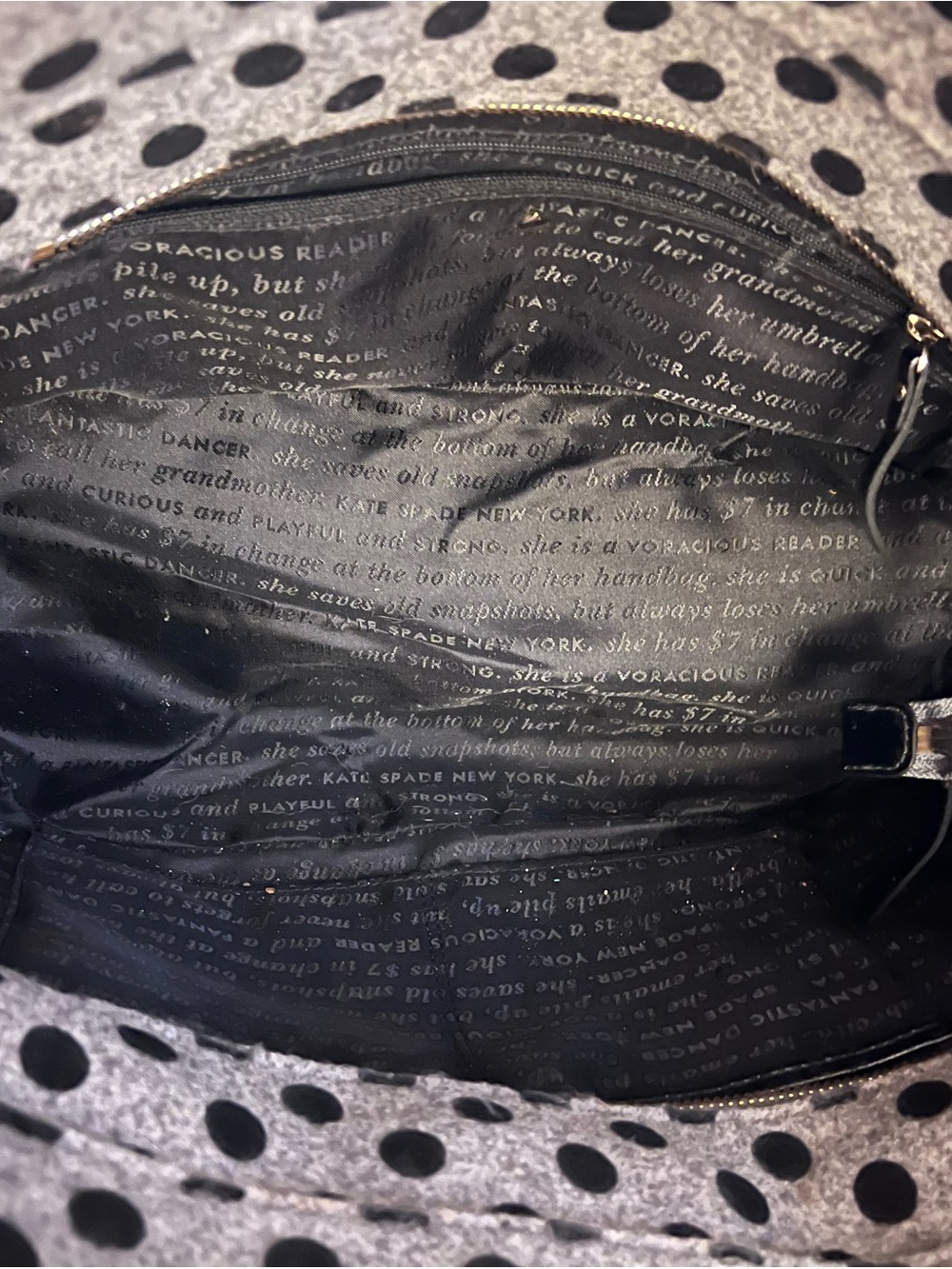 kate spade Gray and Black Polka Dot Bow Shoulder Bag - Picture 5 of 6